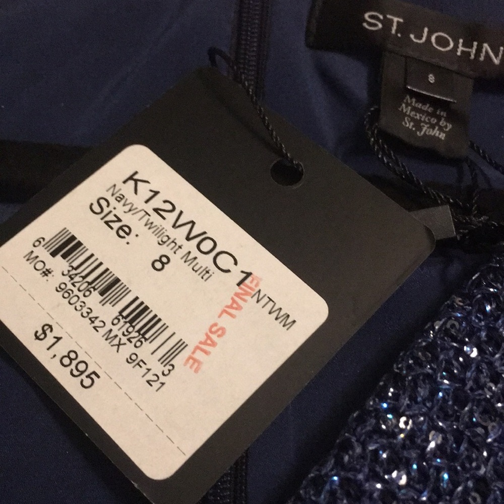 St. John v-neck sequined gown.  Twilight navy